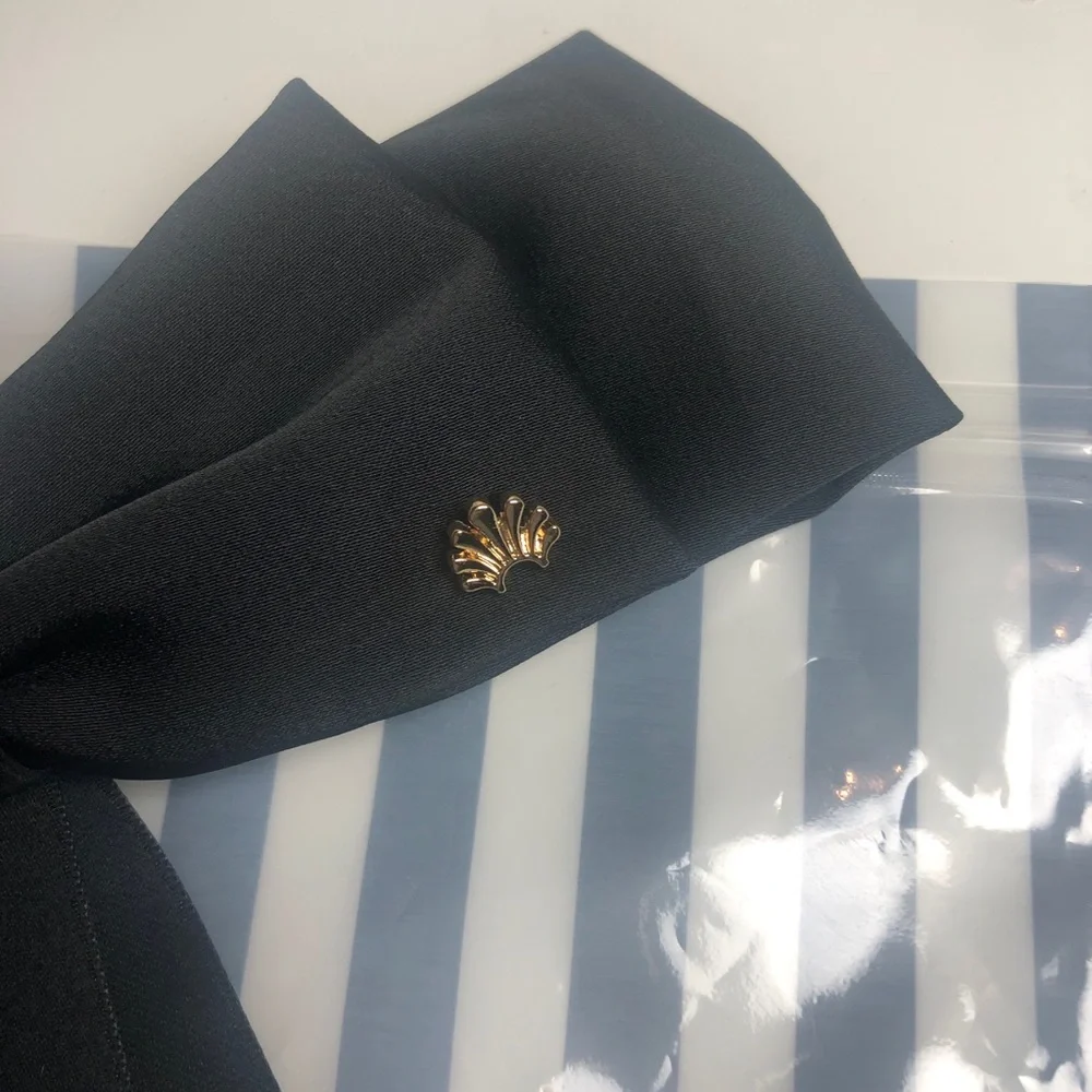 Lele Sadoughi Jane Hair Bow Barrette Clip Black New Preppy Trad Modest - Picture 4 of 8